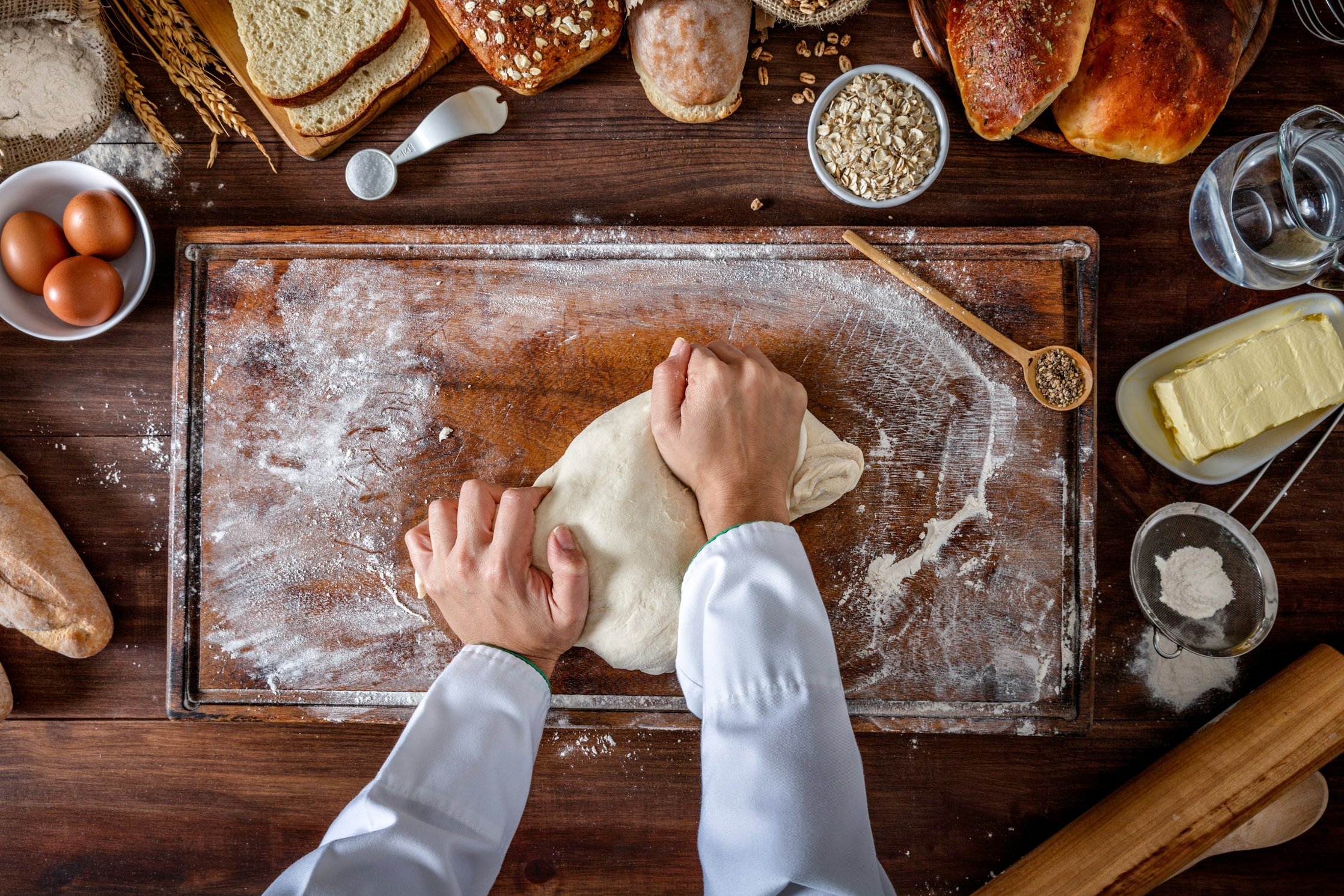 Artisanal bakery: Artisan Chef Hands kneading dough